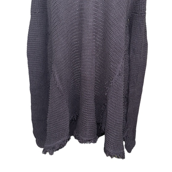Free People Moonshine Dark Gray V-Neck Cold Shoulder A-Line Knit Sweater - M / L - Picture 7 of 15